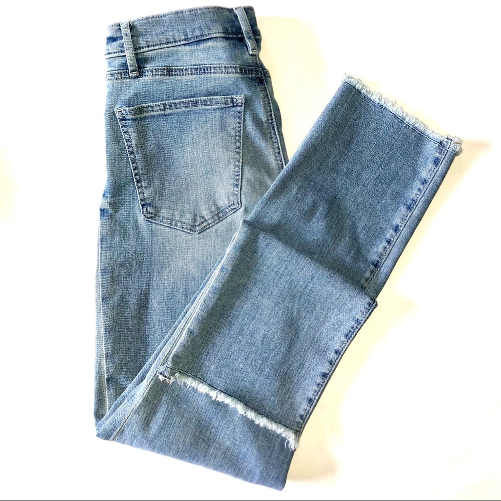 Ann Taylor Straight Leg Raw Hem Jeans